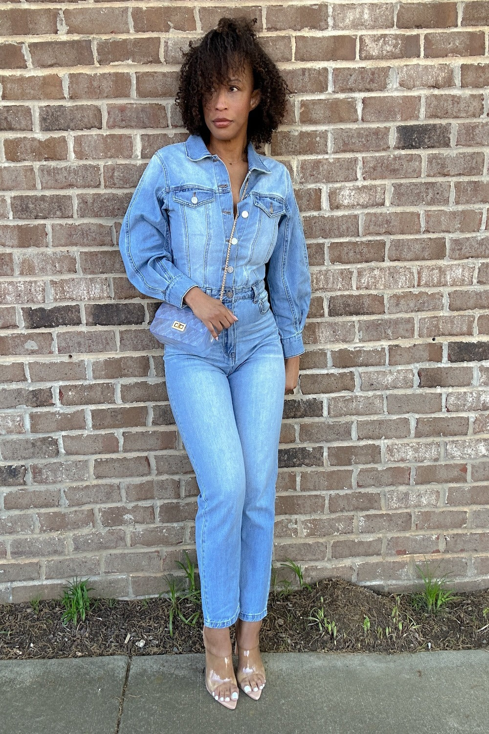 She Plays No Games Denim Jumpsuit
