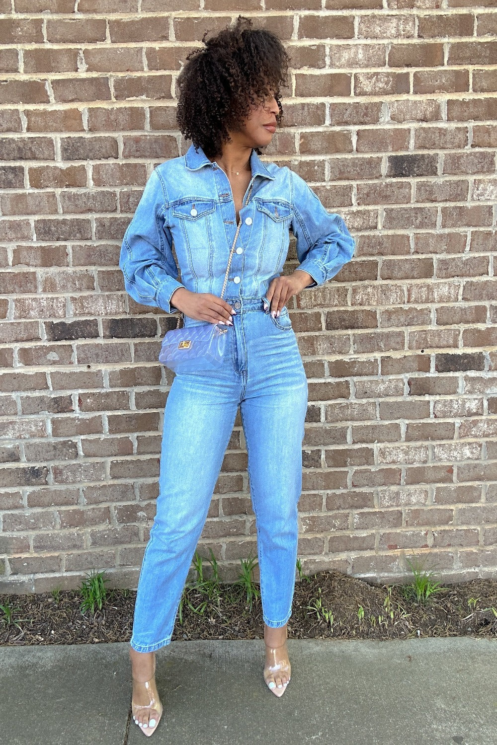 She Plays No Games Denim Jumpsuit