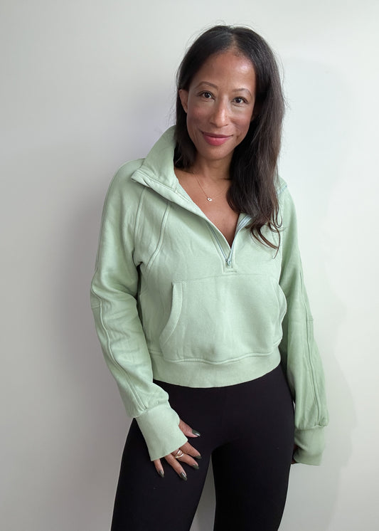 The Yoga Girl Zip Up Stand Collar Ribbed Thumbhole Sleeve Sweatshirt