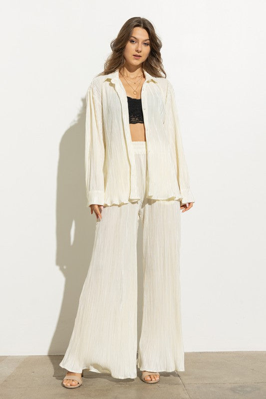 Sunny Pleated Blouse Pants Set