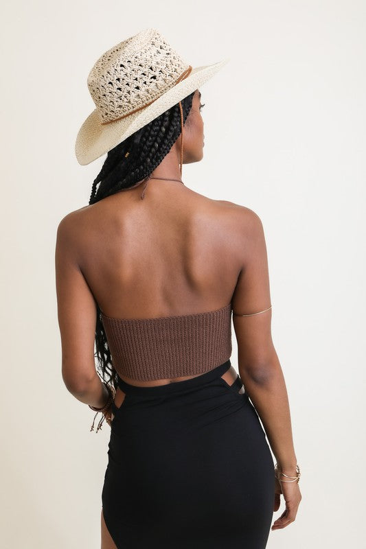 Crossed in LoveLace-Up Halter Knit Bralette