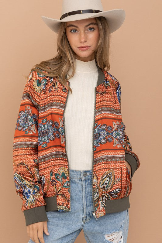 Stake Out Reversible Satin Paisley Bomber Jacket