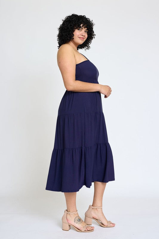 Melina One Shoulder Ruffle Midi Dress