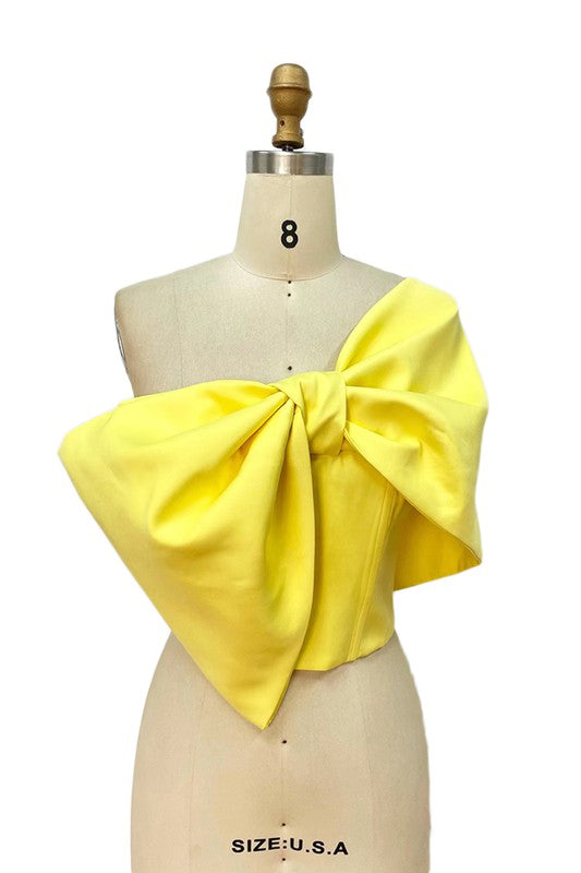 Barbie Girl Asymmetric Bow Crop Top