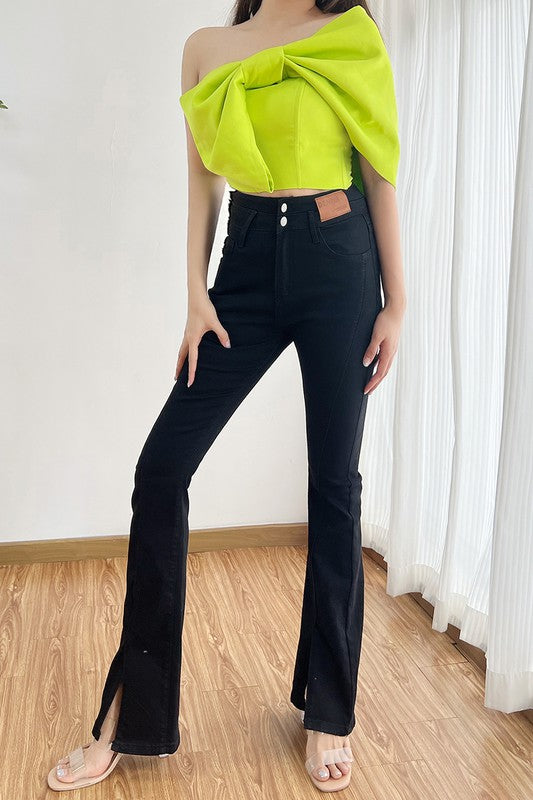 Barbie Girl Asymmetric Bow Crop Top
