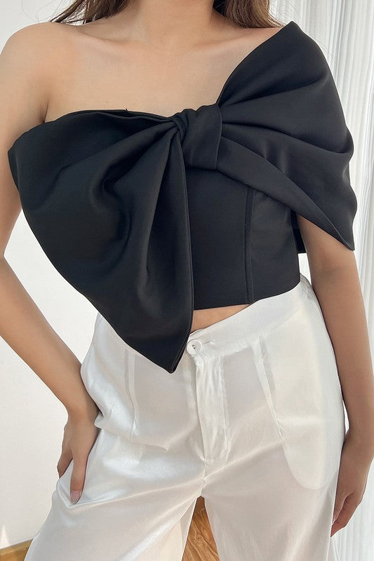 Barbie Girl Asymmetric Bow Crop Top