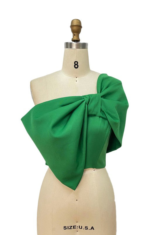 Barbie Girl Asymmetric Bow Crop Top