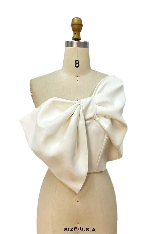 Barbie Girl Asymmetric Bow Crop Top