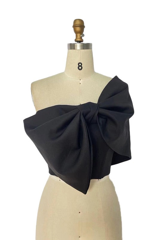 Barbie Girl Asymmetric Bow Crop Top