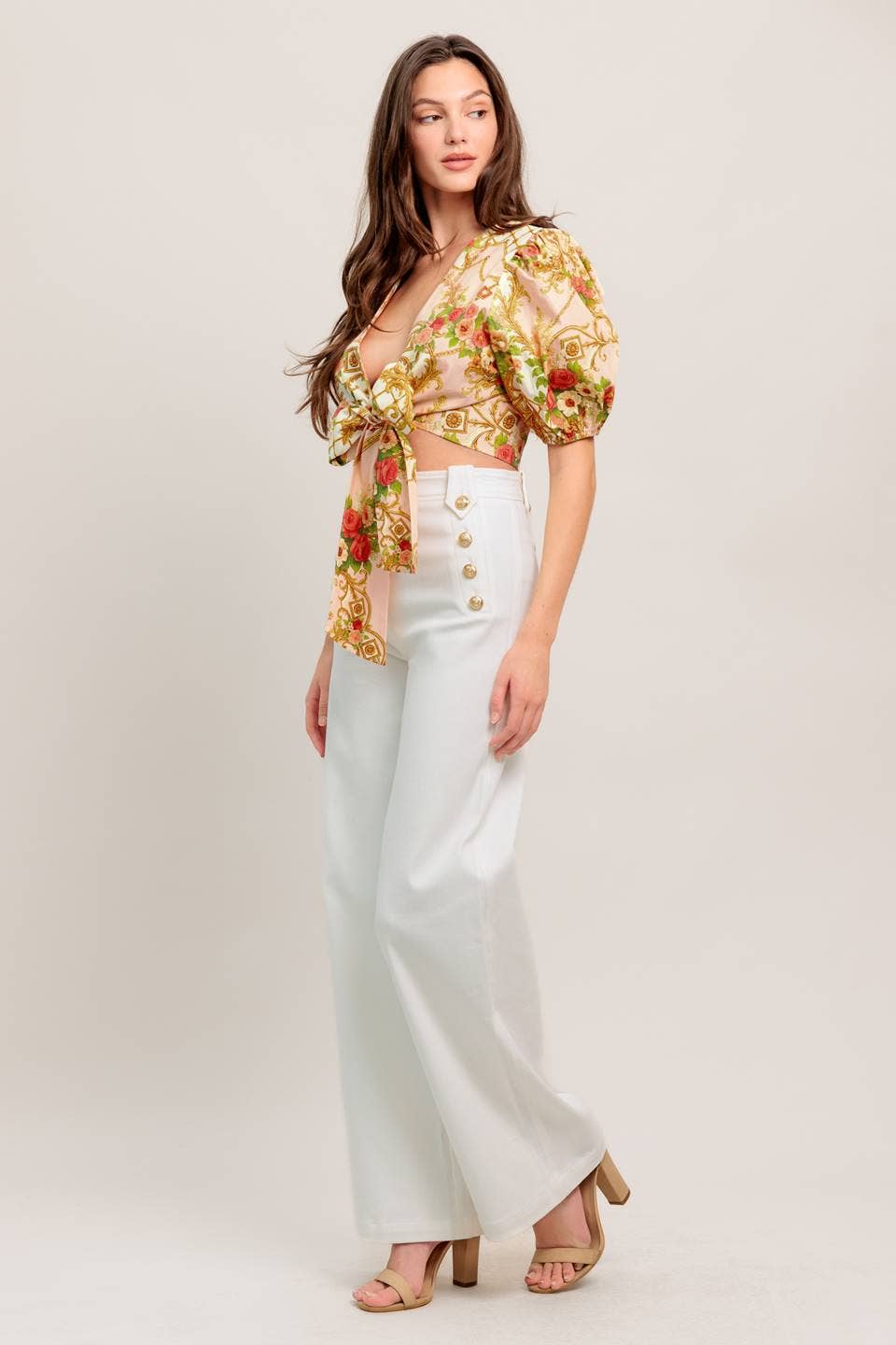 Madison Ave Front Tie Crop Top