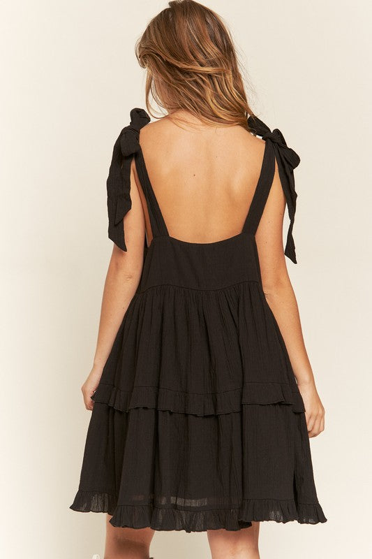 Janie Square neck ruffle dress