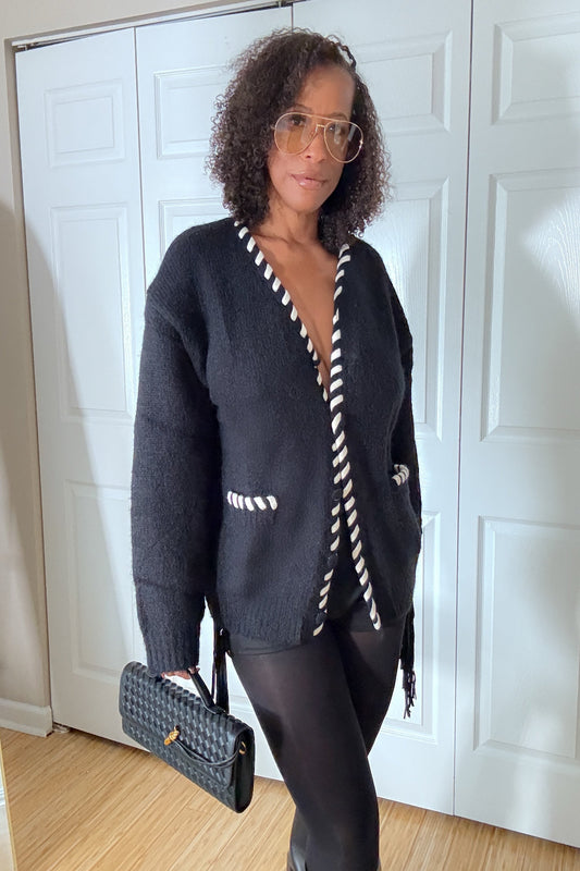 Black and White Sweater Cardigan