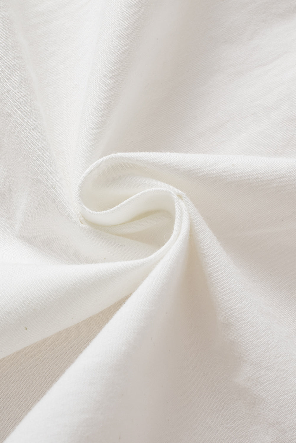 White Solid Color Button Up Puff Sleeve Shirt