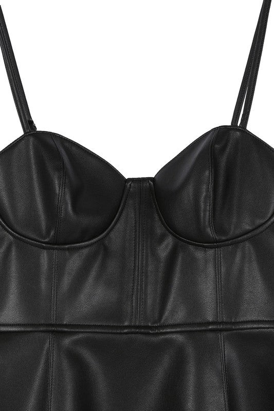 Belle Vegan leather Bustier Mini dress