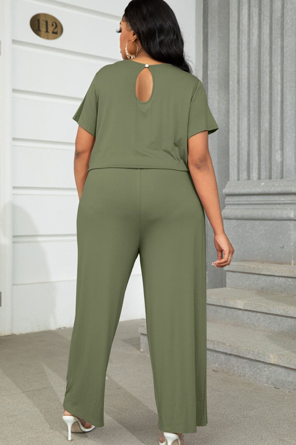 Quinn Plus Size Drawstring Waist Short Sleeve Jumpsuit