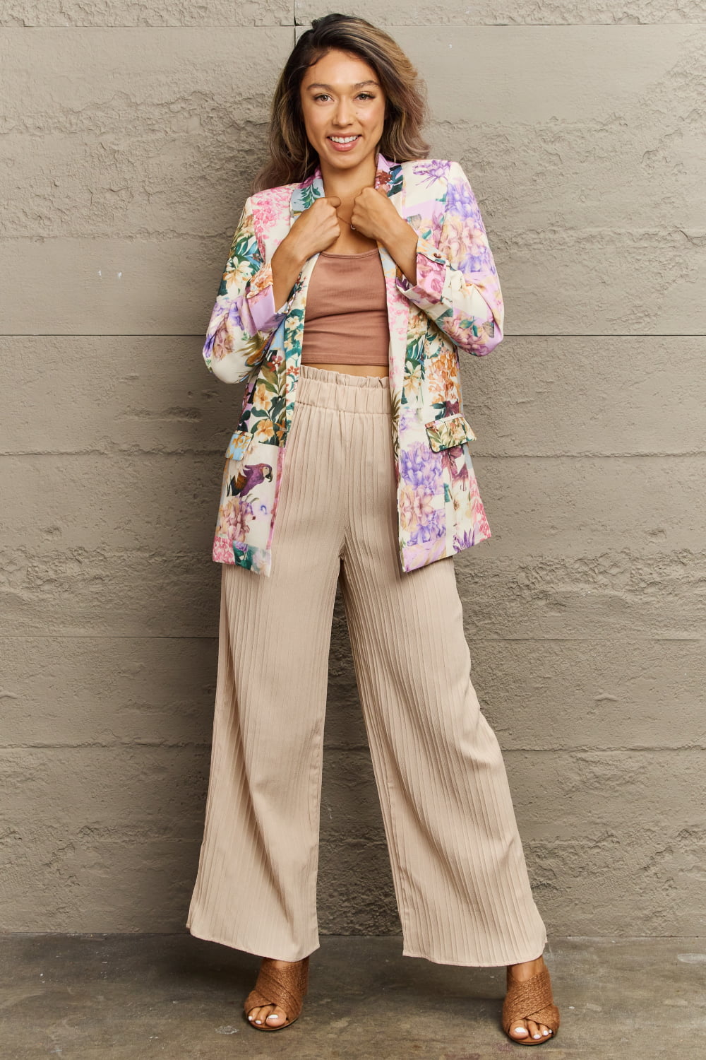 Kita Floral Lapel Collar Blazer