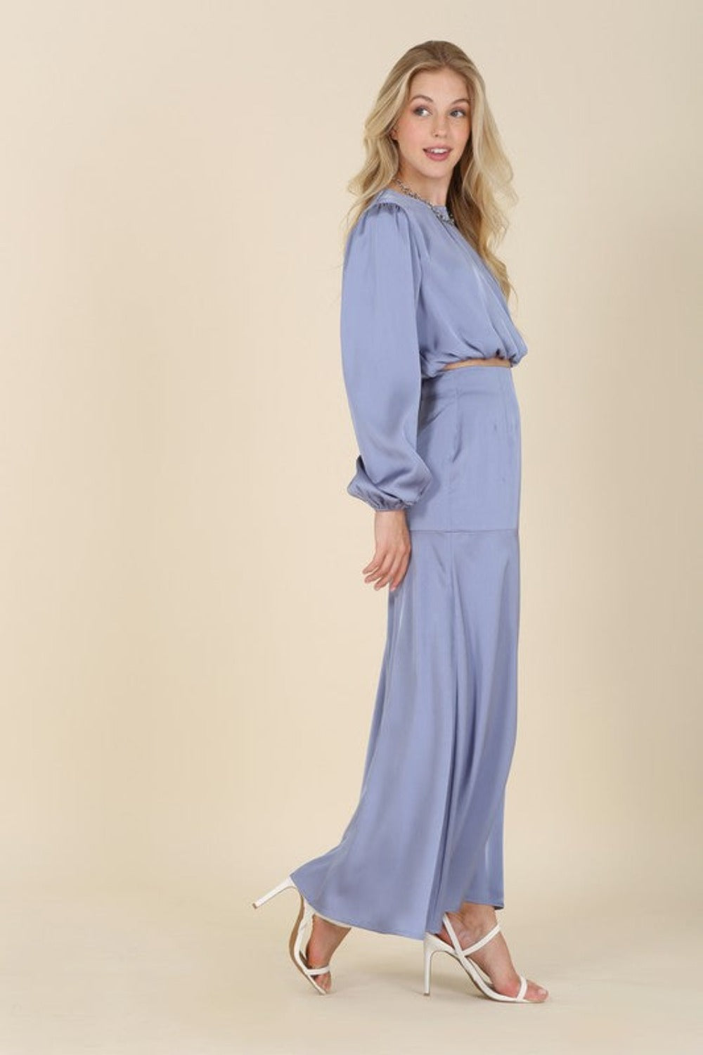 Coco Latte Satin Two Piece Mermaid Dress Set