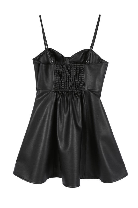 Belle Vegan leather Bustier Mini dress