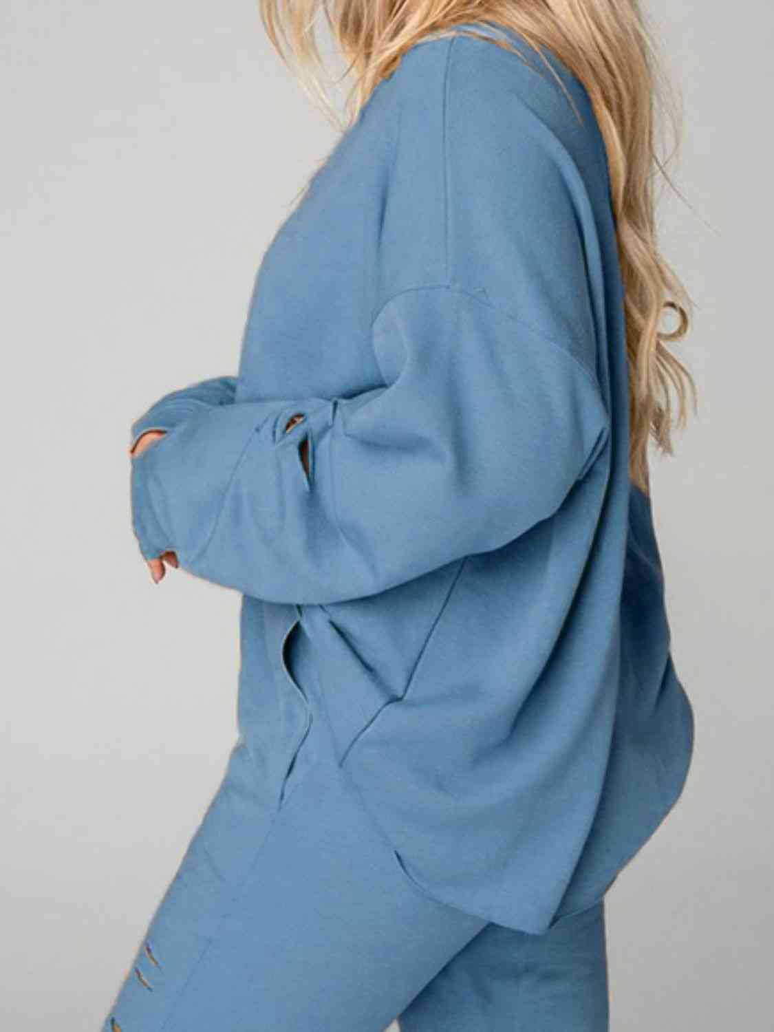 Tally Girl Distressed Sweatshirt and Joggers Set
