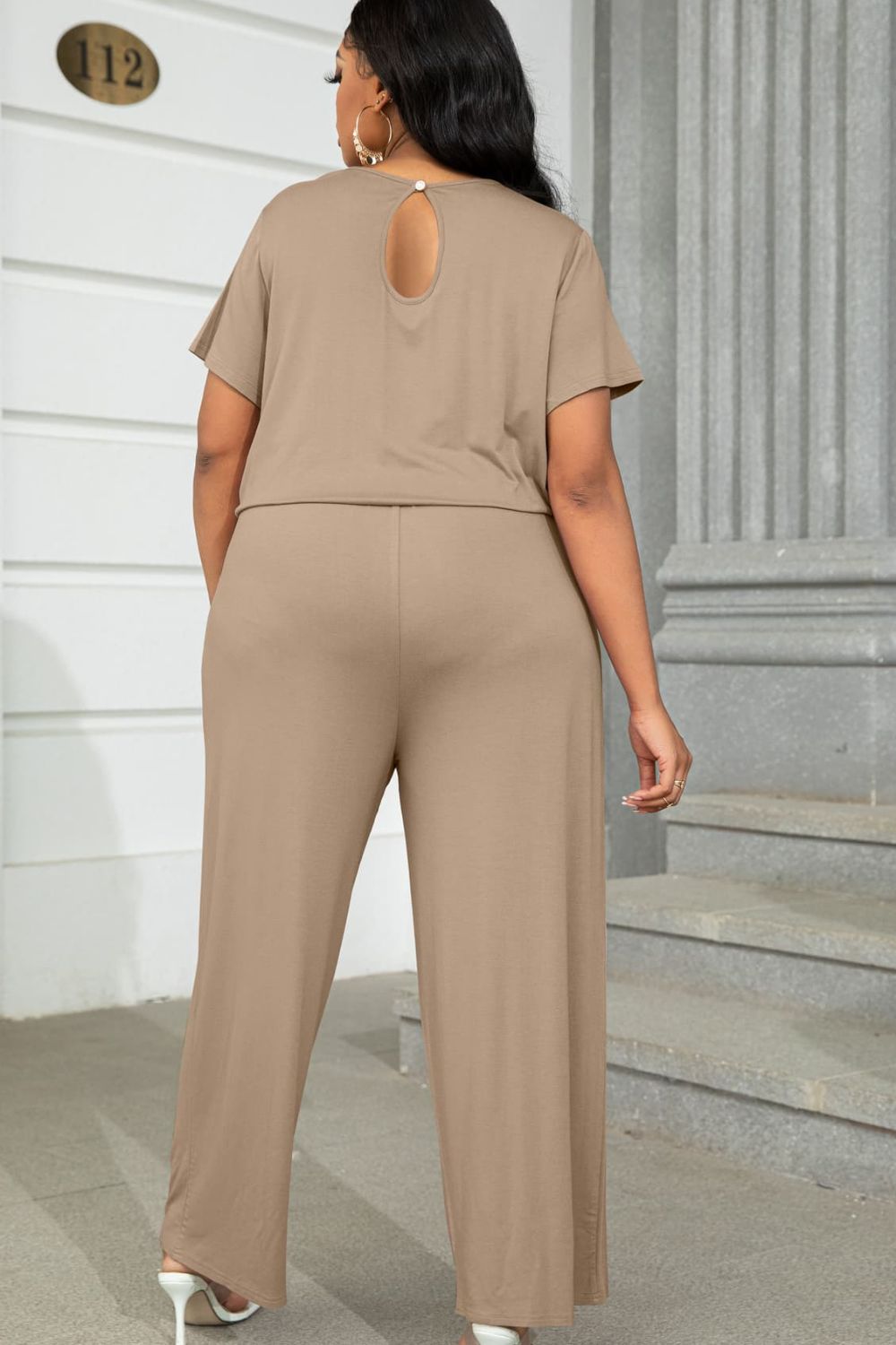 Quinn Plus Size Drawstring Waist Short Sleeve Jumpsuit
