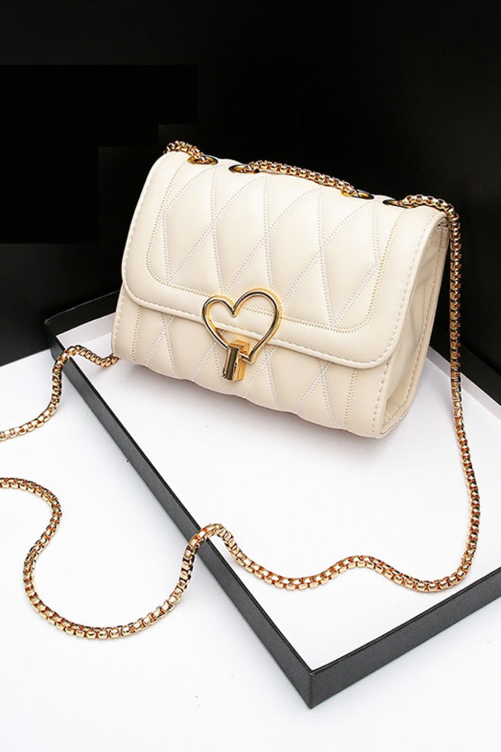 Pretty Heart Buckle PU Leather Crossbody Bag