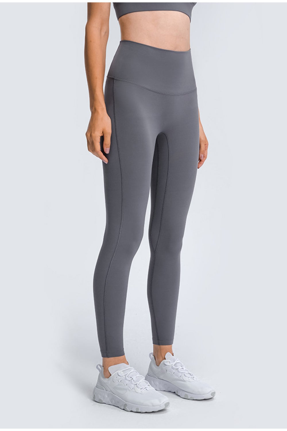 High Rise Ankle-Length Yoga Leggings Trendsi Gray 4