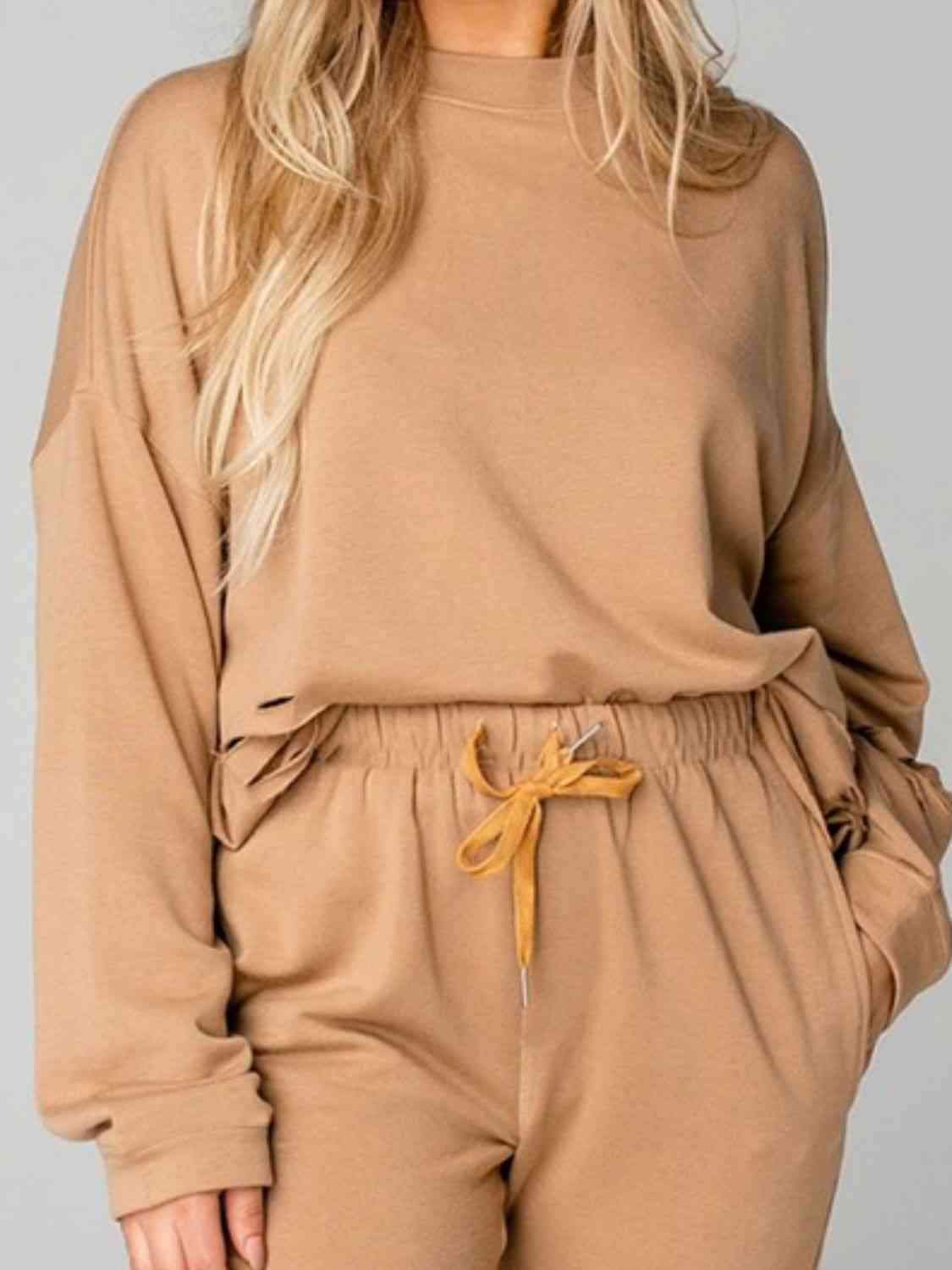 Tally Girl Distressed Sweatshirt and Joggers Set