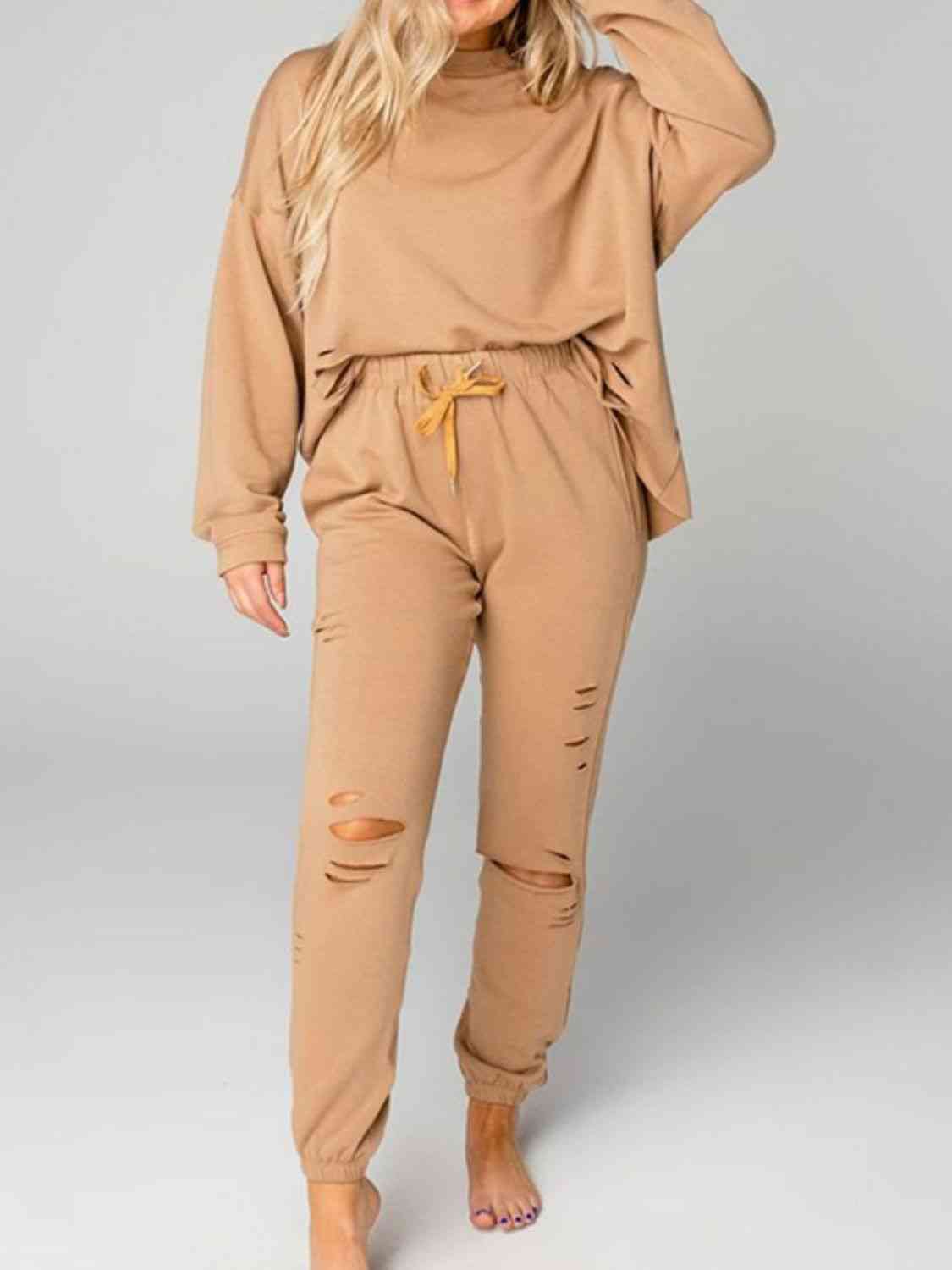 Tally Girl Distressed Sweatshirt and Joggers Set