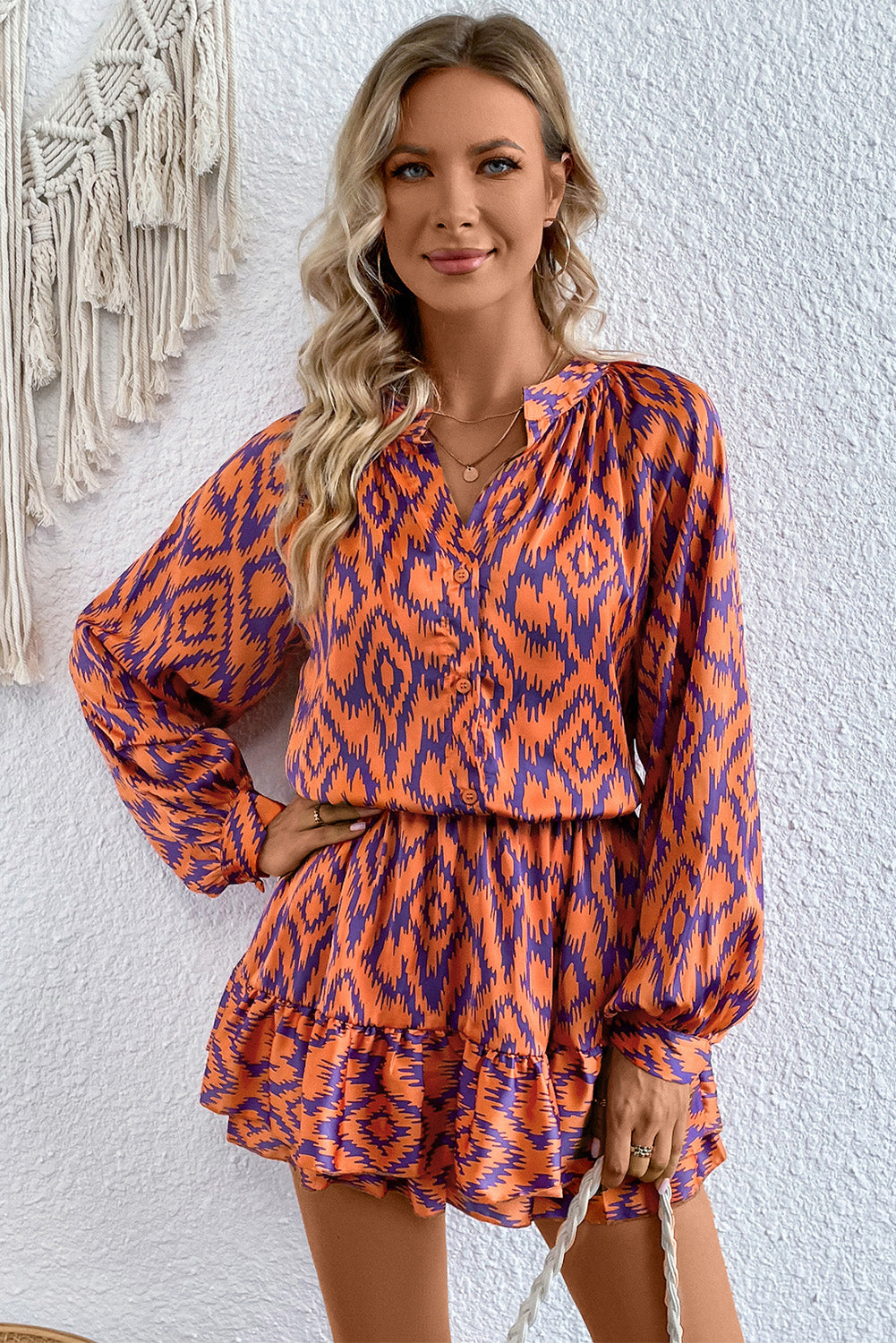 Autumn Babe Geo Print Romper
