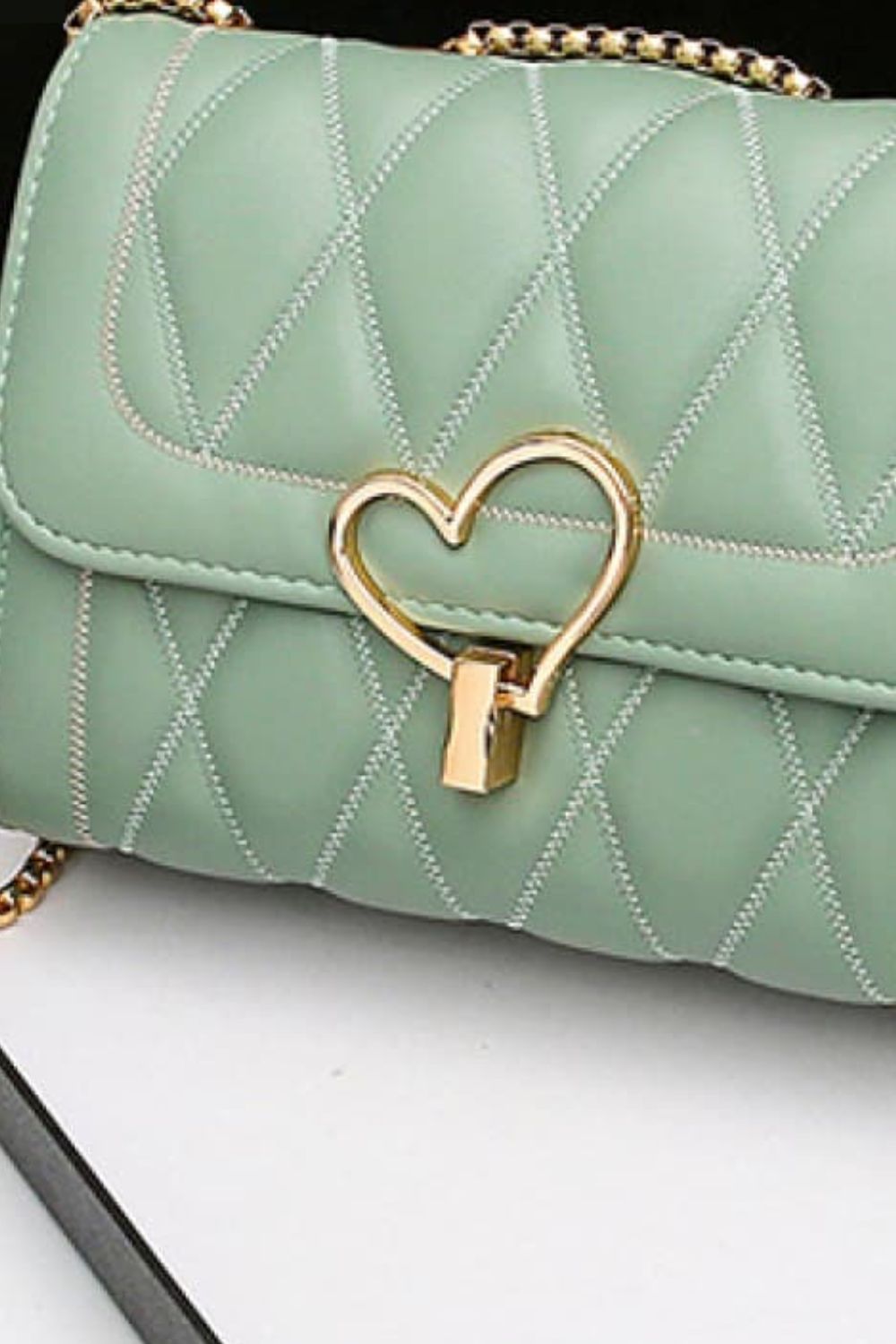 Pretty Heart Buckle PU Leather Crossbody Bag