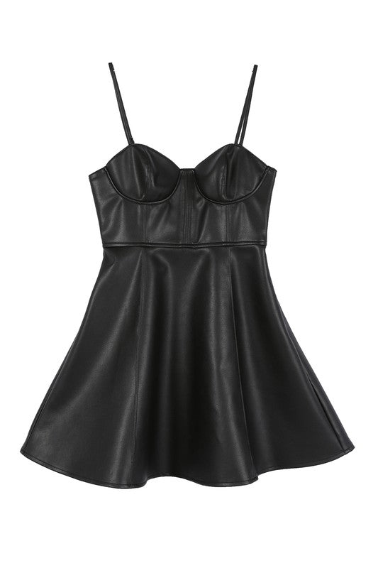 Belle Vegan leather Bustier Mini dress