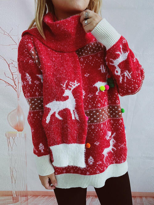 Christmas Element Round Neck Knit Set
