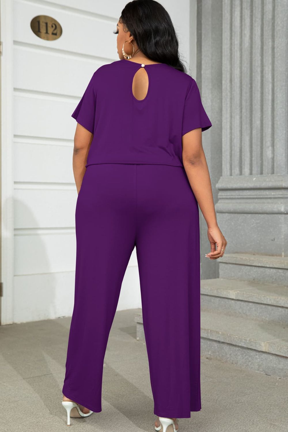 Quinn Plus Size Drawstring Waist Short Sleeve Jumpsuit