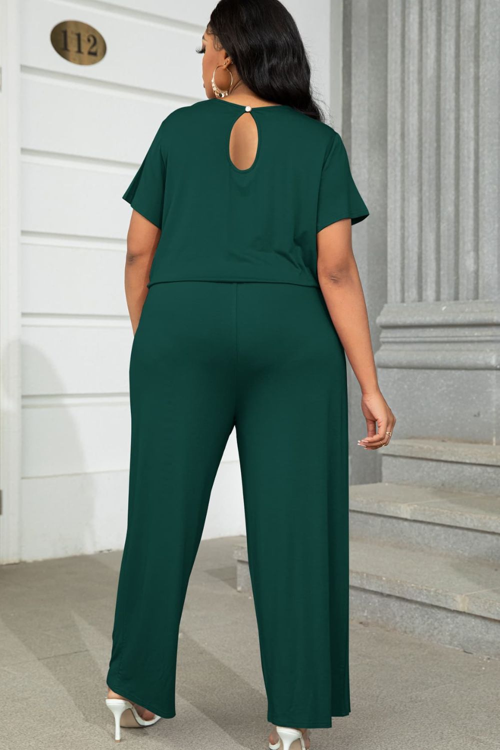 Quinn Plus Size Drawstring Waist Short Sleeve Jumpsuit