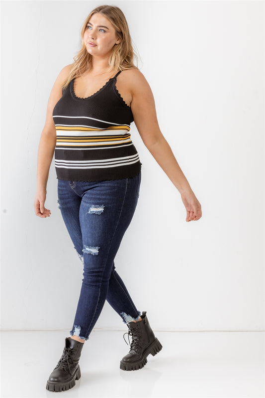 Anissa Plus Ribbed Ruffle Tank Top