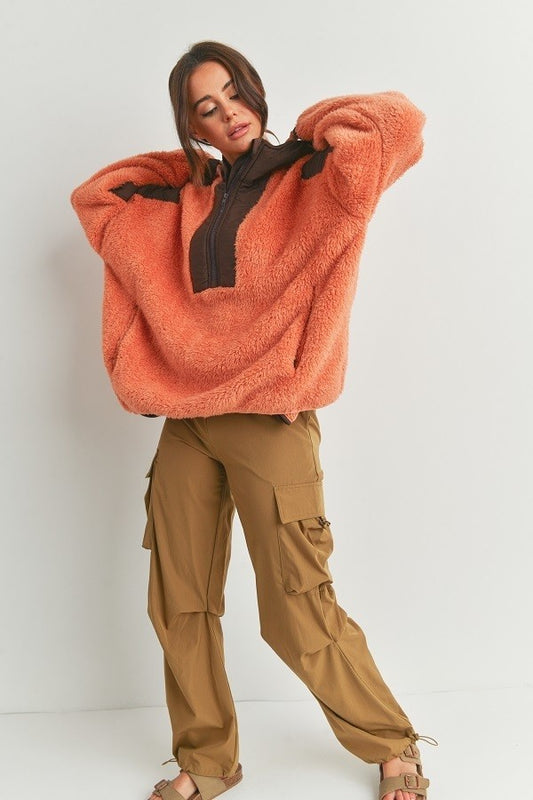 Fire Side Two-toned Cozy Hooded Sweater