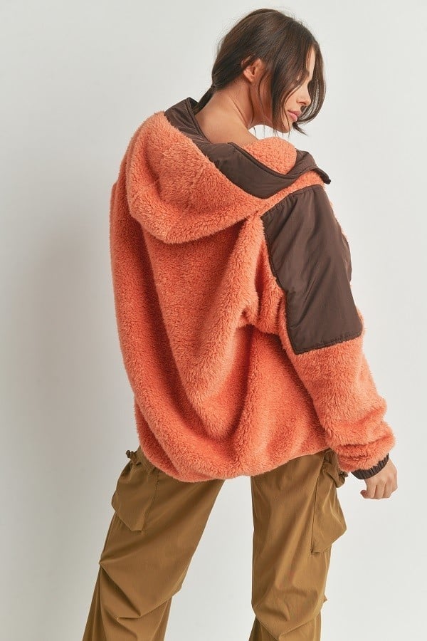 Fire Side Two-toned Cozy Hooded Sweater