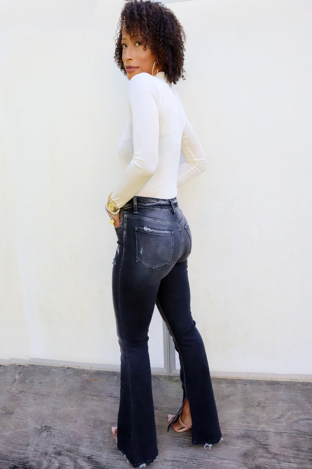Hoco Love Mid-Rise Flare Jeans with Side Splits