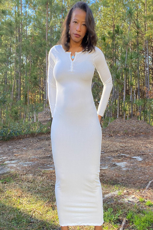 Nola Babe Henley Neck Rib Maxi Dress