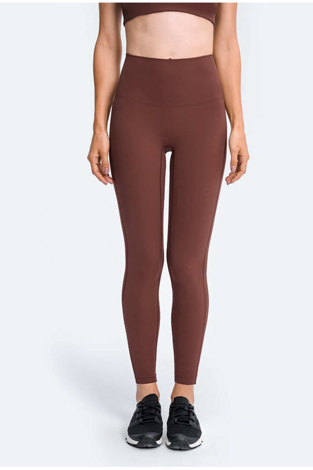 High Rise Ankle-Length Yoga Leggings Trendsi Brown 4