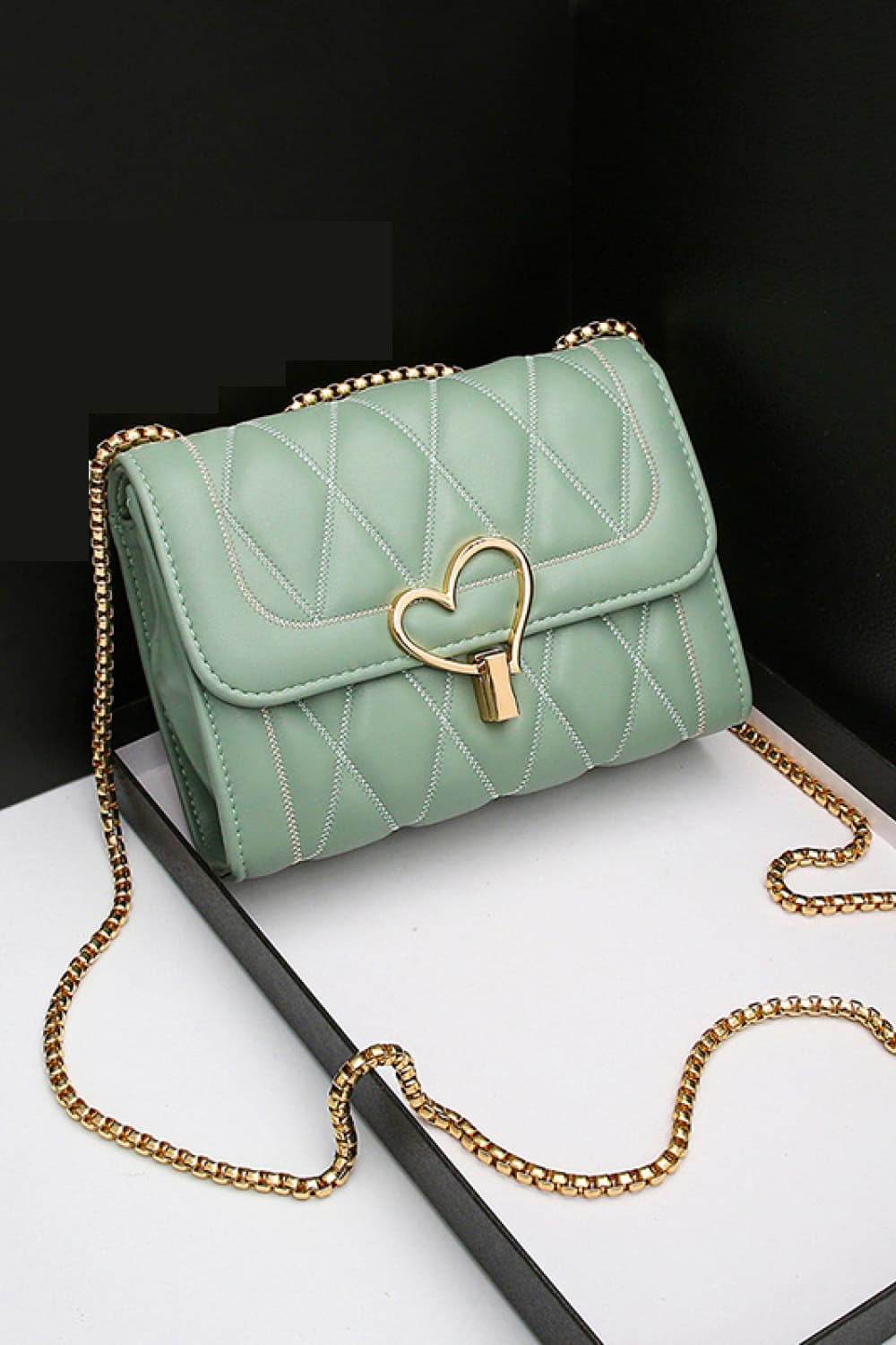 Pretty Heart Buckle PU Leather Crossbody Bag