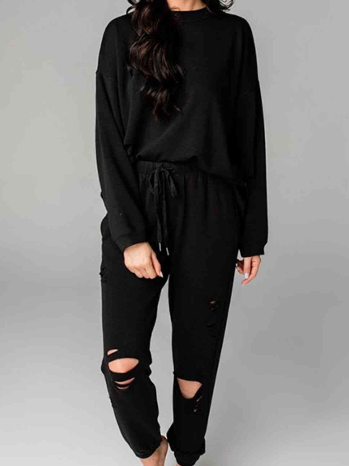 Tally Girl Distressed Sweatshirt and Joggers Set