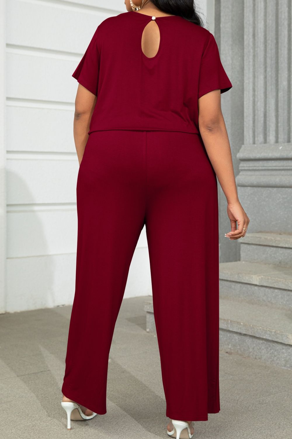 Quinn Plus Size Drawstring Waist Short Sleeve Jumpsuit