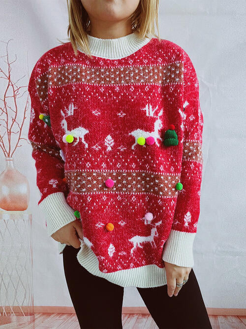 Christmas Element Round Neck Knit Set