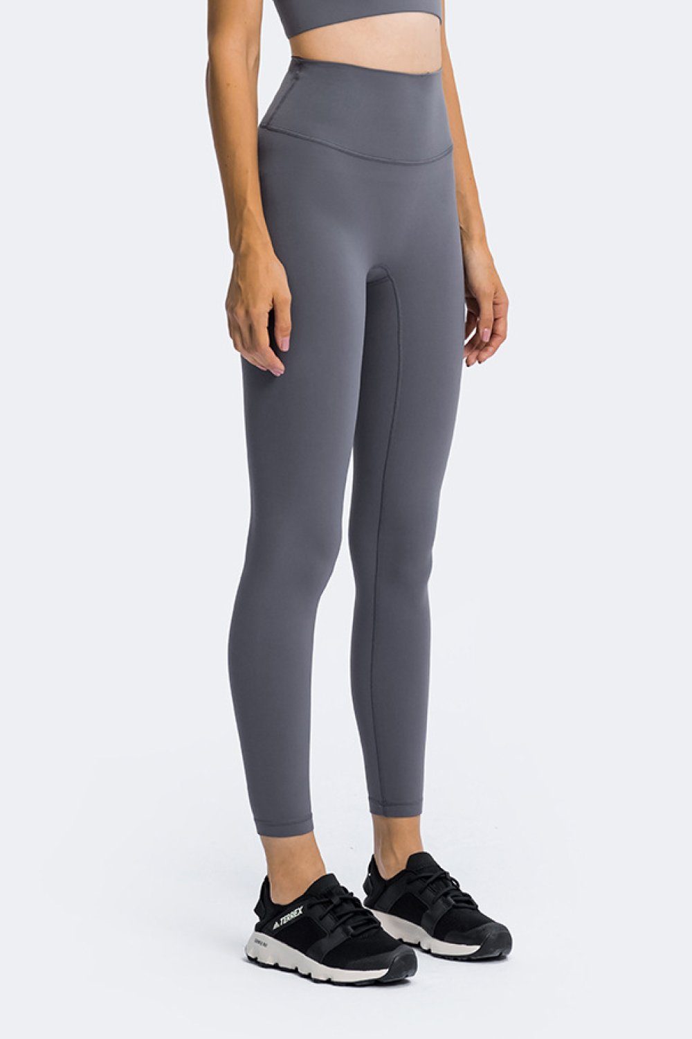 High Rise Ankle Length Yoga Leggings Trendsi Gray 4
