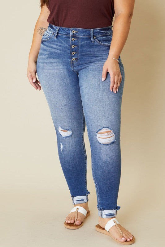 Molly Plus High Rise Button Fly Ankle Skinny