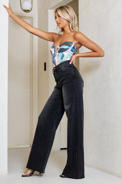 Case Closed High Waisted Wide Leg Jeans