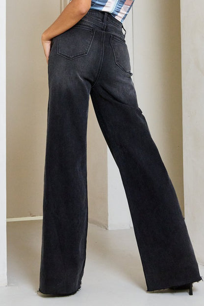 Case Closed High Waisted Wide Leg Jeans