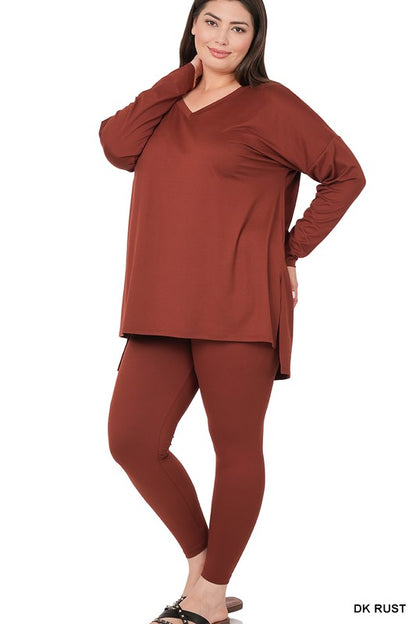 PLUS BRUSHED DTY MICROFIBER LOUNGEWEAR SET