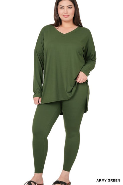 PLUS BRUSHED DTY MICROFIBER LOUNGEWEAR SET